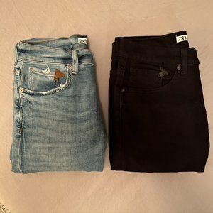 (2) Zara Skinny Stretch Denim Jeans Faded Black